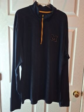 Michigan Nike Navy Quarter-Zip Pullover with Yellow Accents